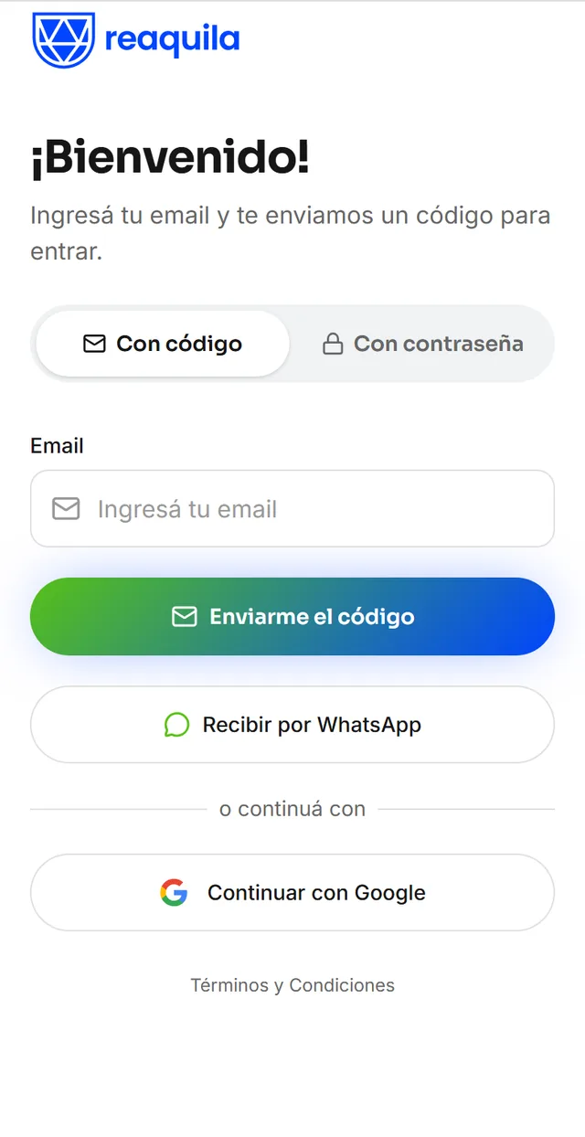 App del Vecino de Reaquila: acceso sin contraseña con código por email o WhatsApp