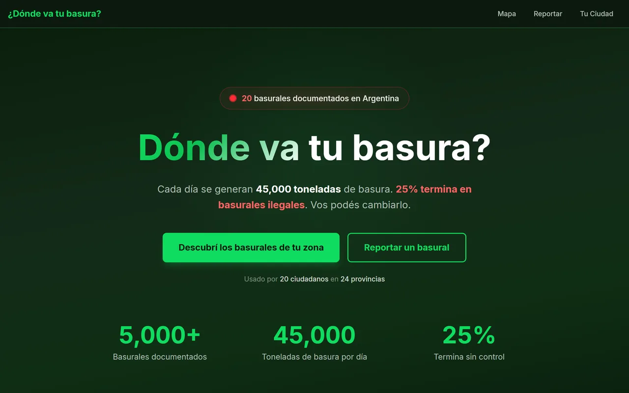 App ¿Dónde va tu basura?: mapa ciudadano de basurales de Argentina con reportes documentados